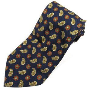 SANT' ANDREA Men's Printed Silk Tie Paisley Pattern Made in Italy Navy Blue